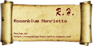 Rosenblum Henrietta névjegykártya